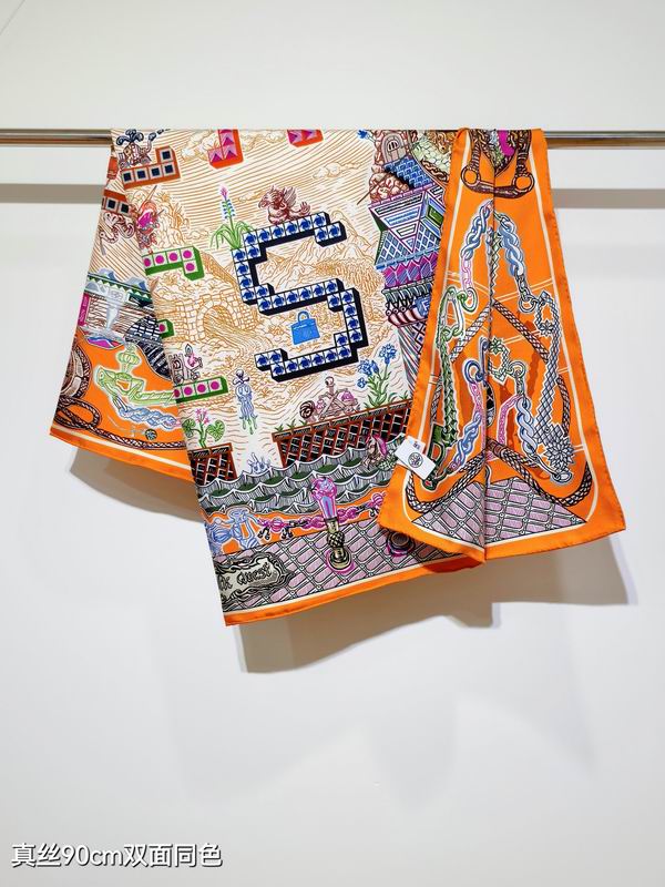 Hermes silk scarf 90X90cm E15 (23)
