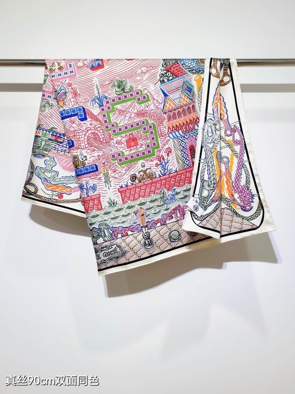 Hermes silk scarf 90X90cm E15 (3)