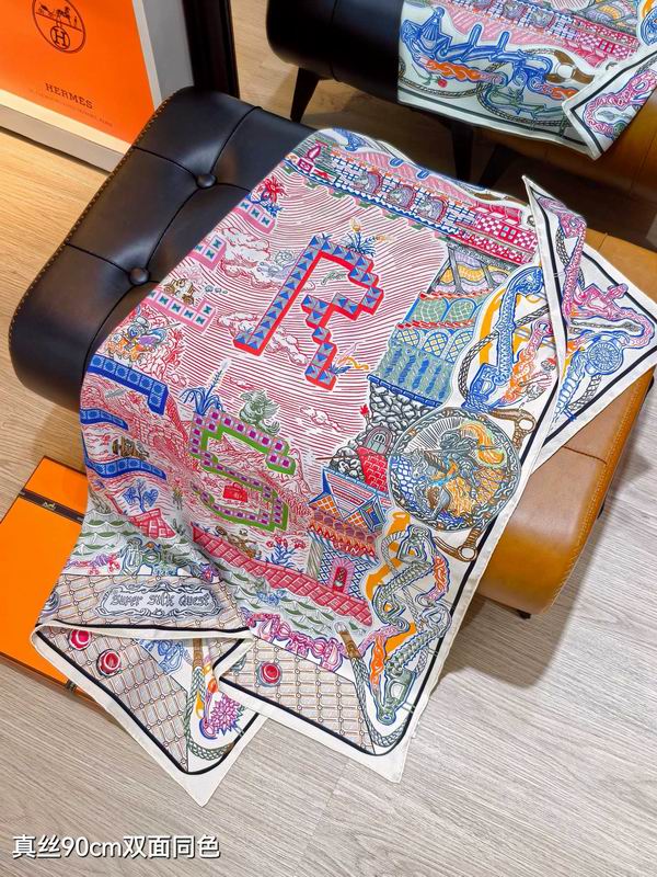 Hermes silk scarf 90X90cm E15 (6)