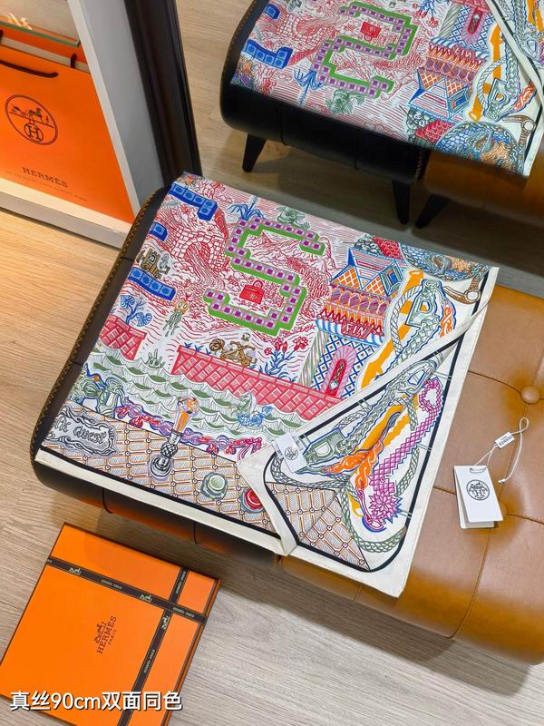Hermes silk scarf 90X90cm E15 (7)