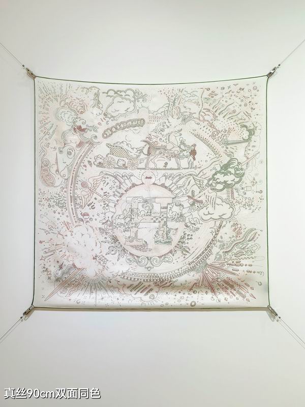 Hermes silk scarf 90X90cm E27 (48)