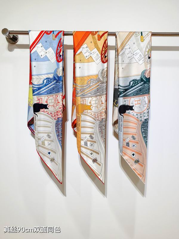 Hermes silk scarf 90X90cm E28 (1)