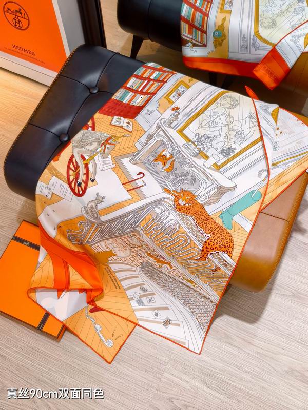 Hermes silk scarf 90X90cm E28 (15)