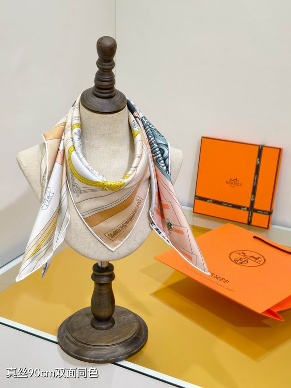 Hermes silk scarf 90X90cm E28 (2)