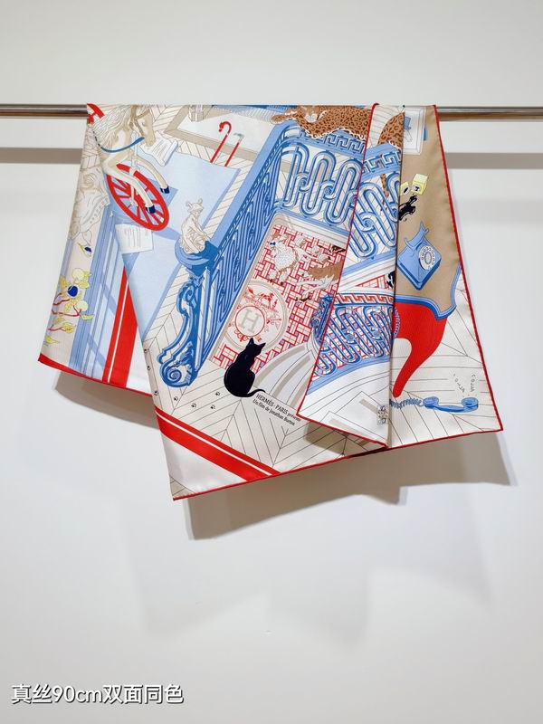 Hermes silk scarf 90X90cm E28 (23)