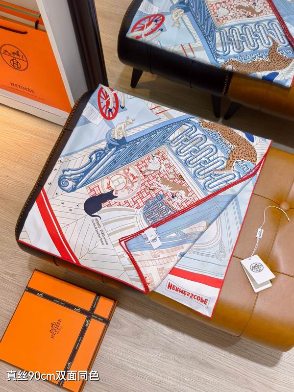 Hermes silk scarf 90X90cm E28 (27)