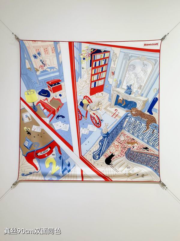 Hermes silk scarf 90X90cm E28 (28)