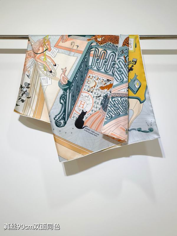 Hermes silk scarf 90X90cm E28 (3)