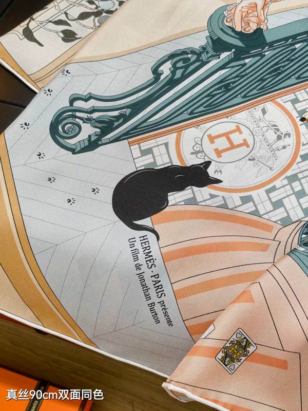Hermes silk scarf 90X90cm E28 (5)