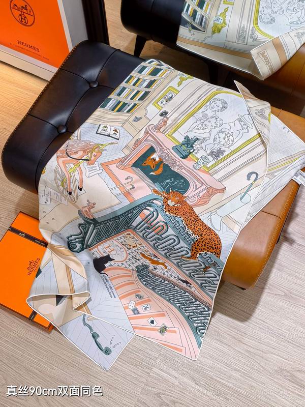 Hermes silk scarf 90X90cm E28 (6)