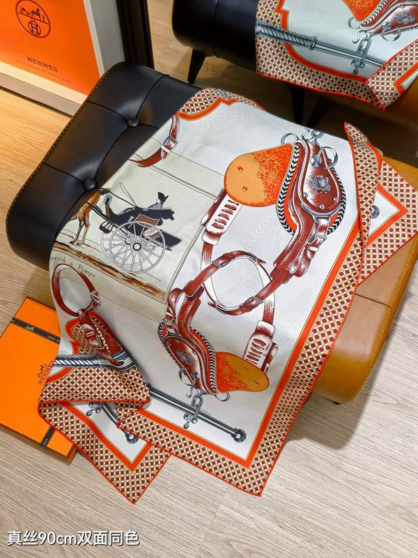 Hermes silk scarf 90X90cm E39 (17)