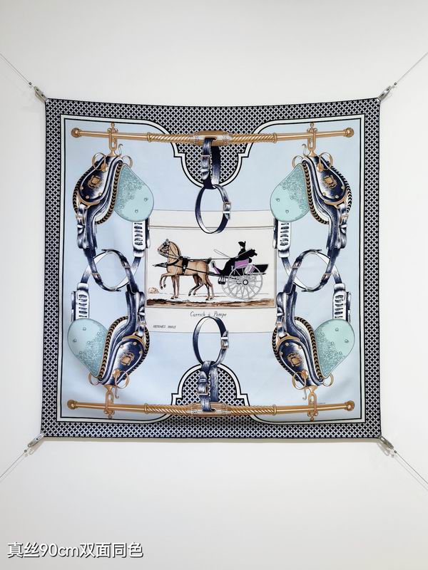 Hermes silk scarf 90X90cm E39 (9)