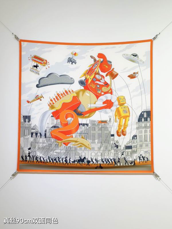 Hermes silk scarf 90X90cm E42 (25)