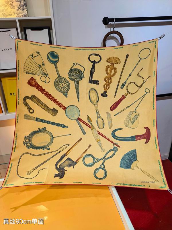 Hermes silk scarf 90X90cm E54 (6)