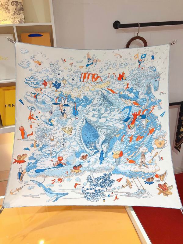 Hermes silk scarf 90X90cm E92 (6)