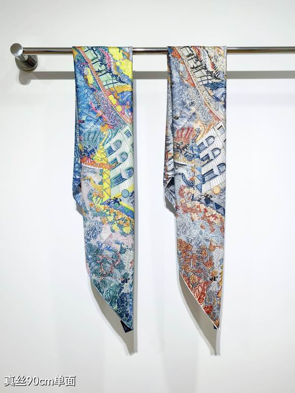 Hermes silk scarf 90X90cm E94 (1)