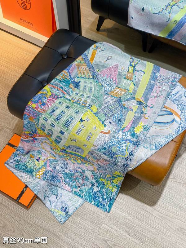 Hermes silk scarf 90X90cm E94 (12)