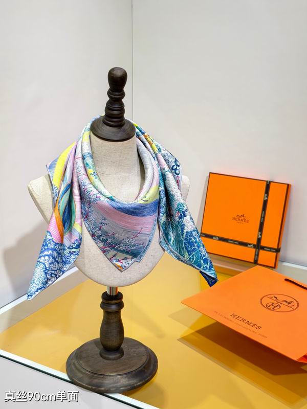 Hermes silk scarf 90X90cm E94 (14)