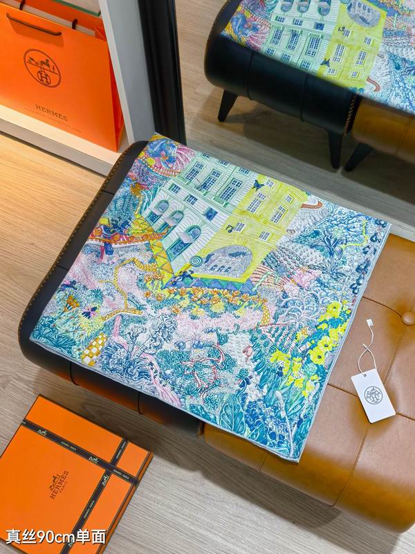 Hermes silk scarf 90X90cm E94 (17)
