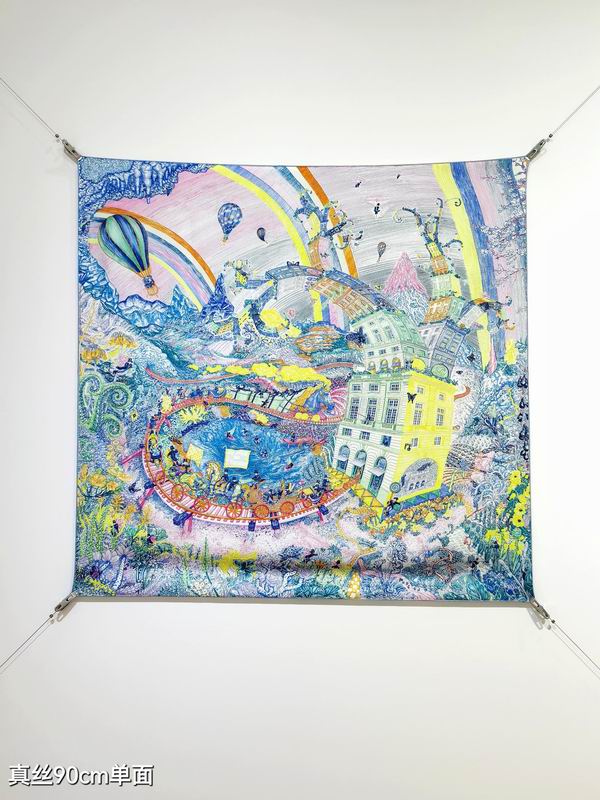 Hermes silk scarf 90X90cm E94 (18)