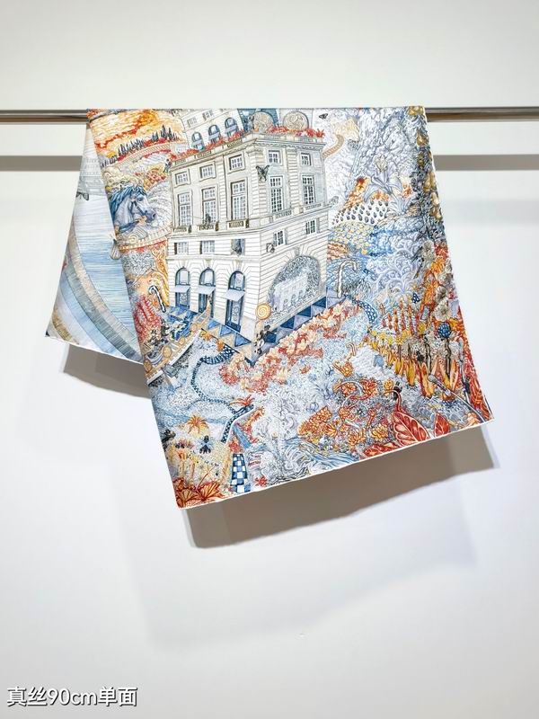 Hermes silk scarf 90X90cm E94 (3)