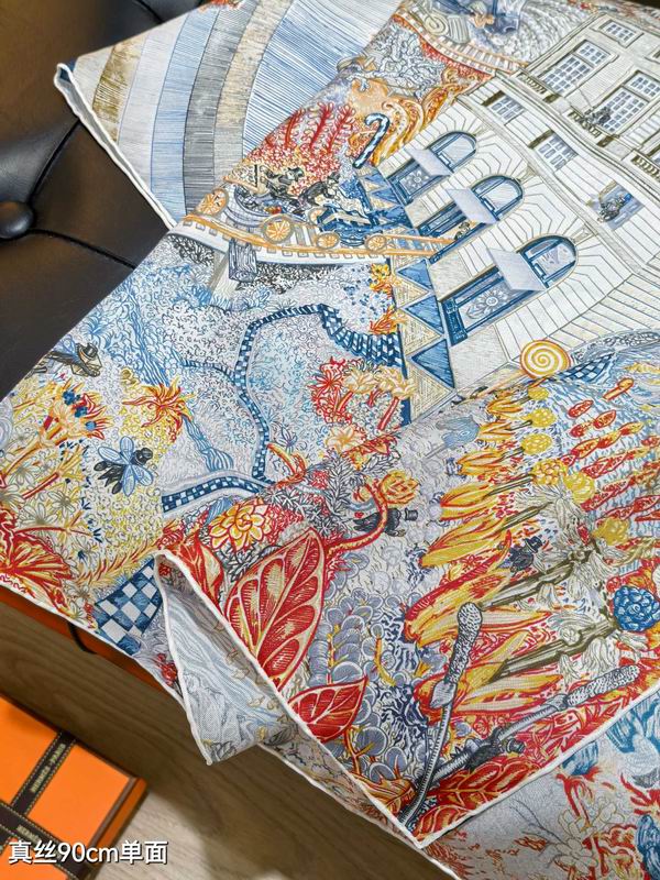 Hermes silk scarf 90X90cm E94 (5)