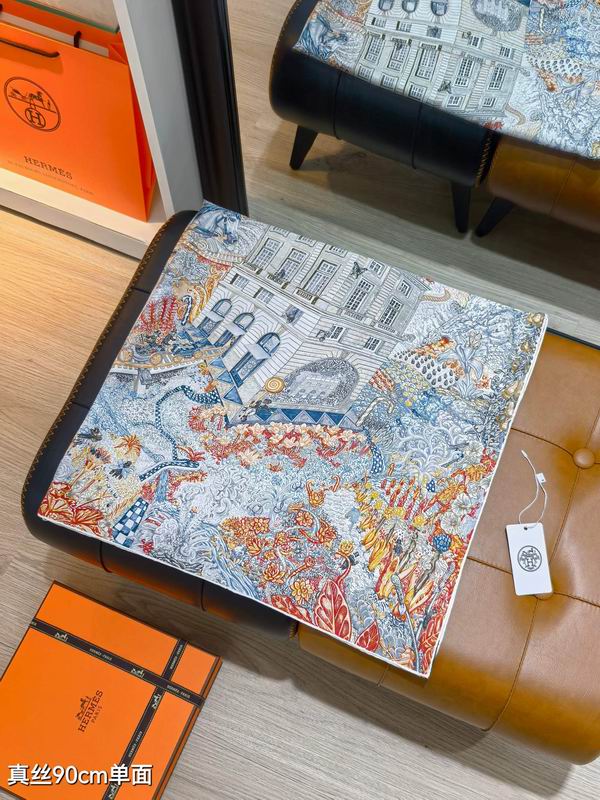 Hermes silk scarf 90X90cm E94 (7)
