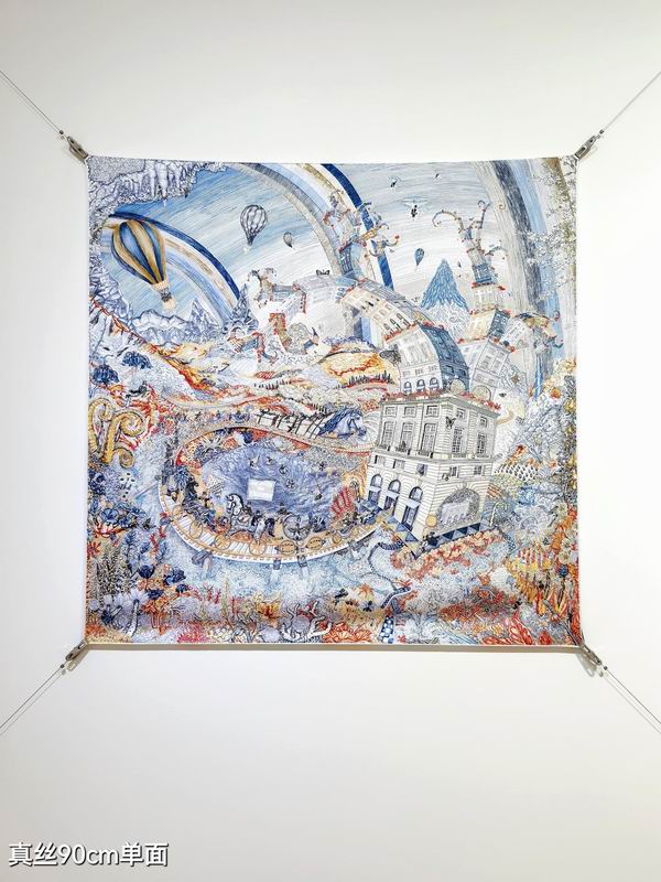 Hermes silk scarf 90X90cm E94 (8)
