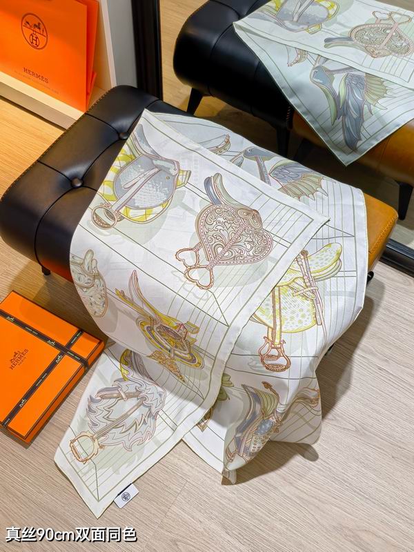 Hermes silk scarf 90X90cm E99 (33)