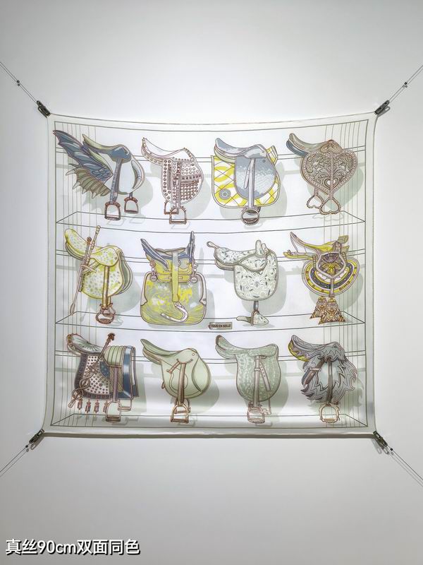 Hermes silk scarf 90X90cm E99 (35)