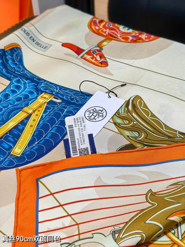 Hermes silk scarf 90X90cm E99 (4)