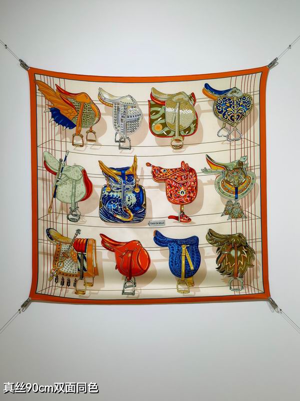 Hermes silk scarf 90X90cm E99 (7)