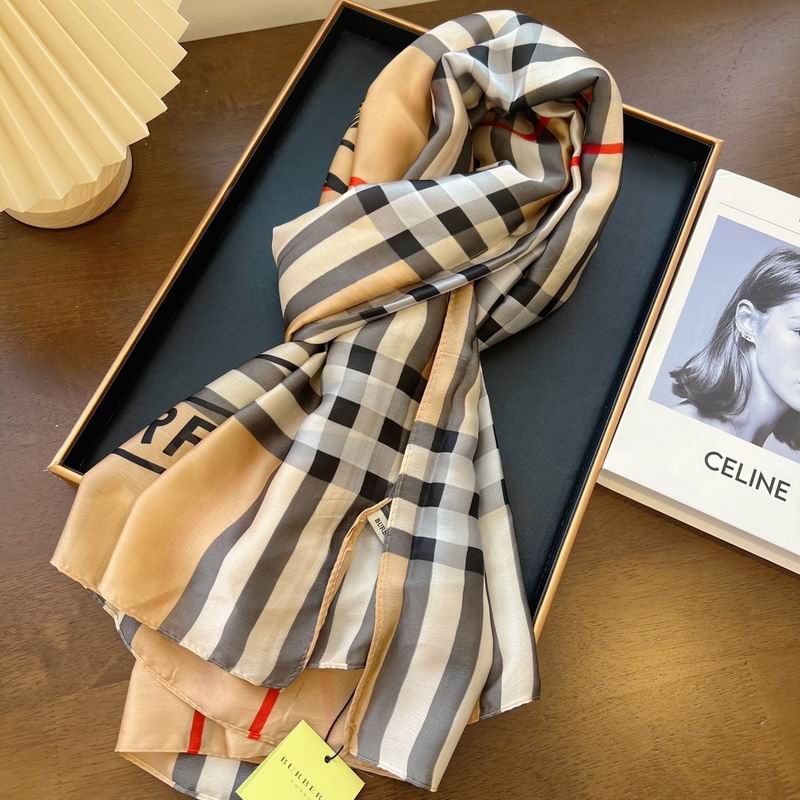 Burberry silk scarf 90-180cm E (6)
