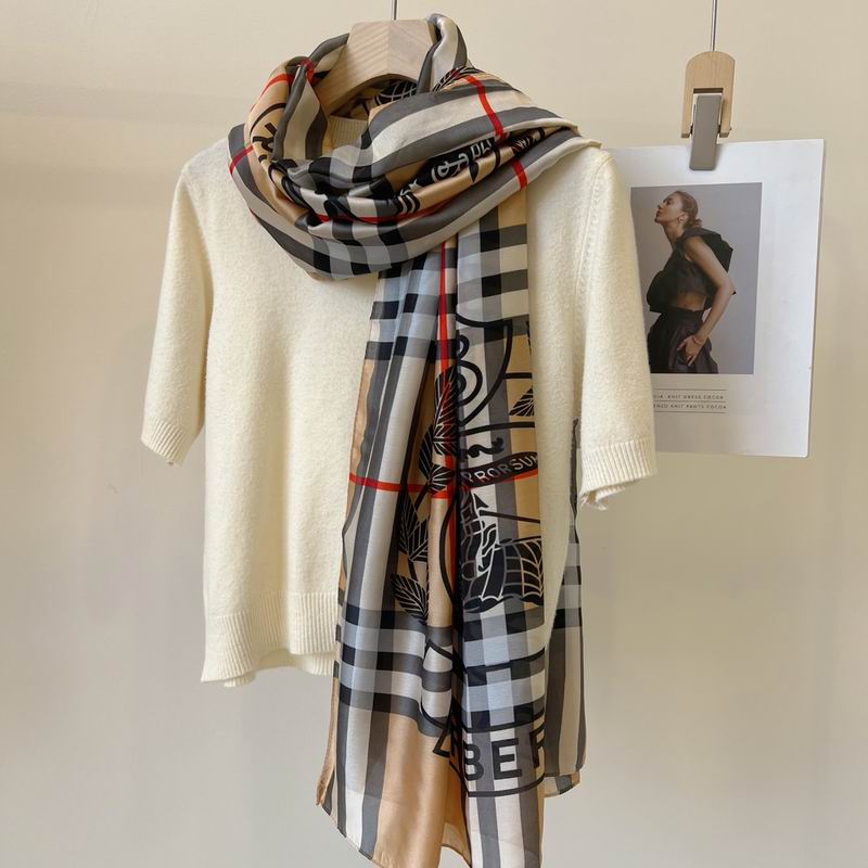 Burberry silk scarf 90-180cm E (7)