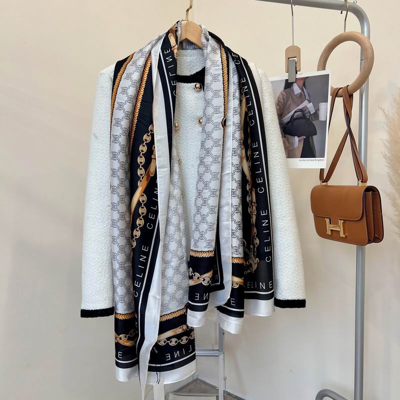 Celine silk scarf 90-180cm E (14)