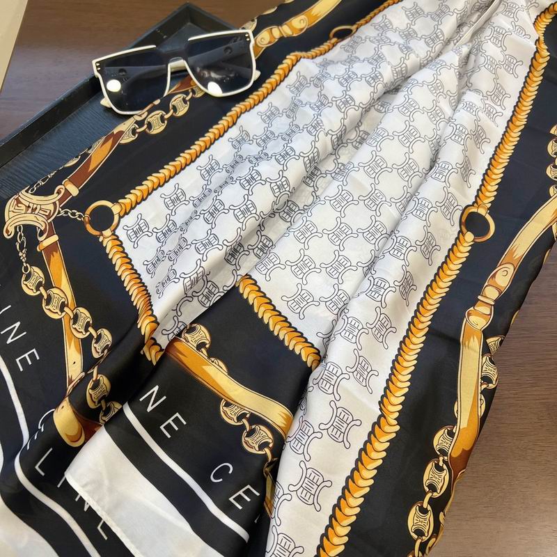 Celine silk scarf 90-180cm E (16)