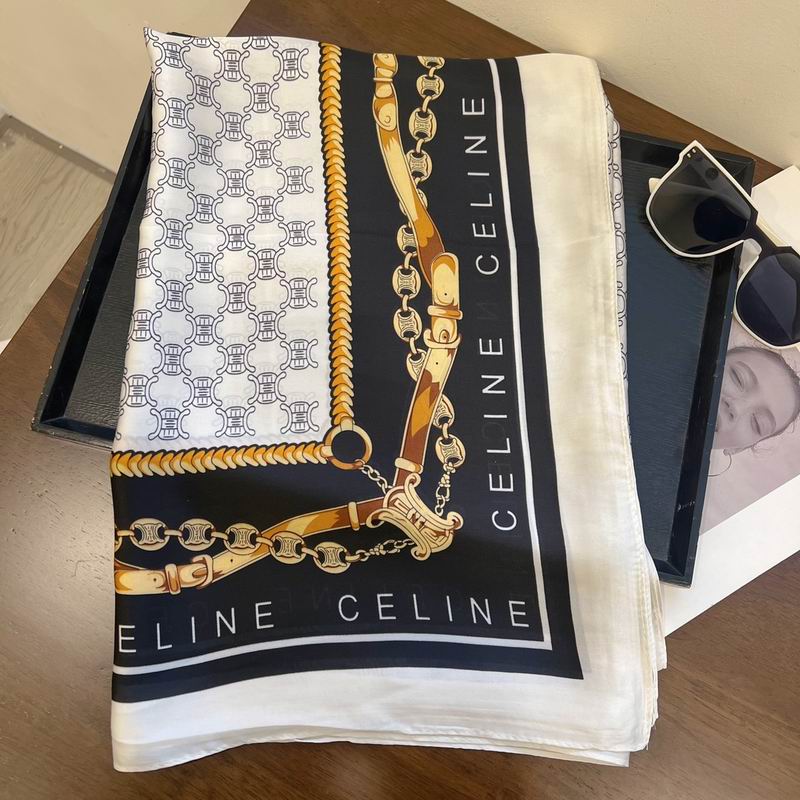 Celine silk scarf 90-180cm E (18)