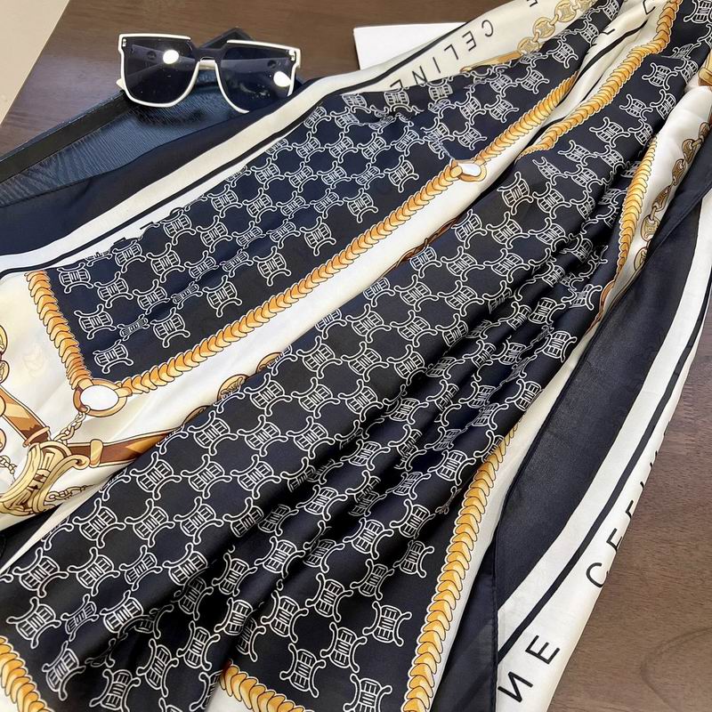 Celine silk scarf 90-180cm E (24)