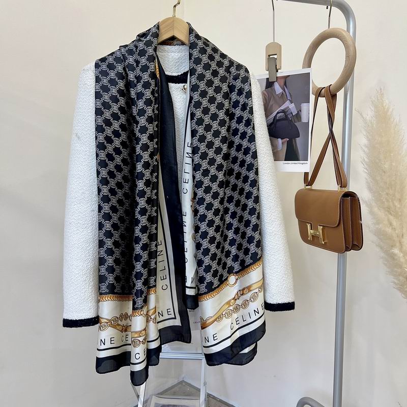 Celine silk scarf 90-180cm E (26)