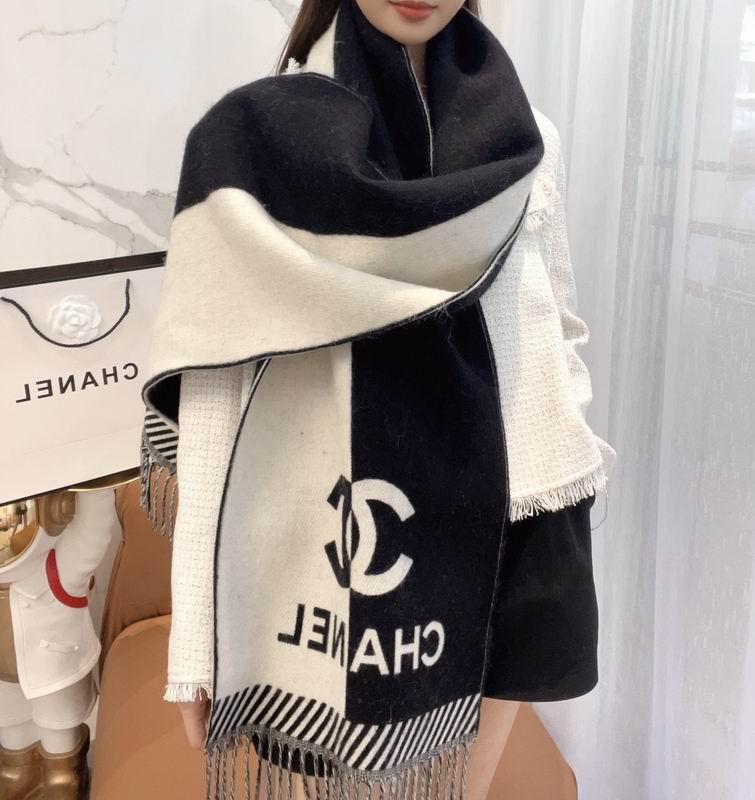 Chanel scarf 184X34cm 100%羊毛 E (1)