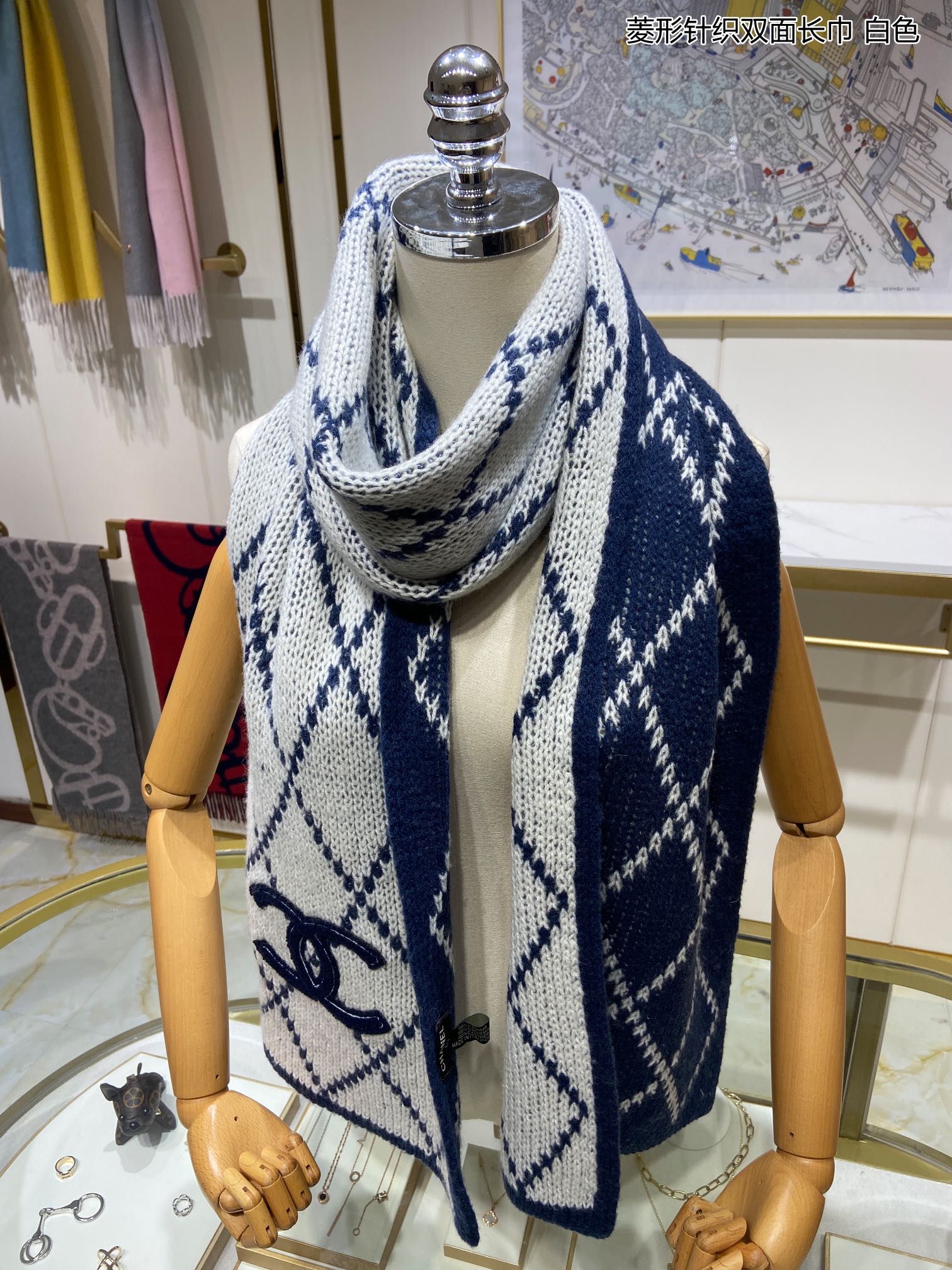 Chanel scarf 30X190cm 100%羊绒 E (10)