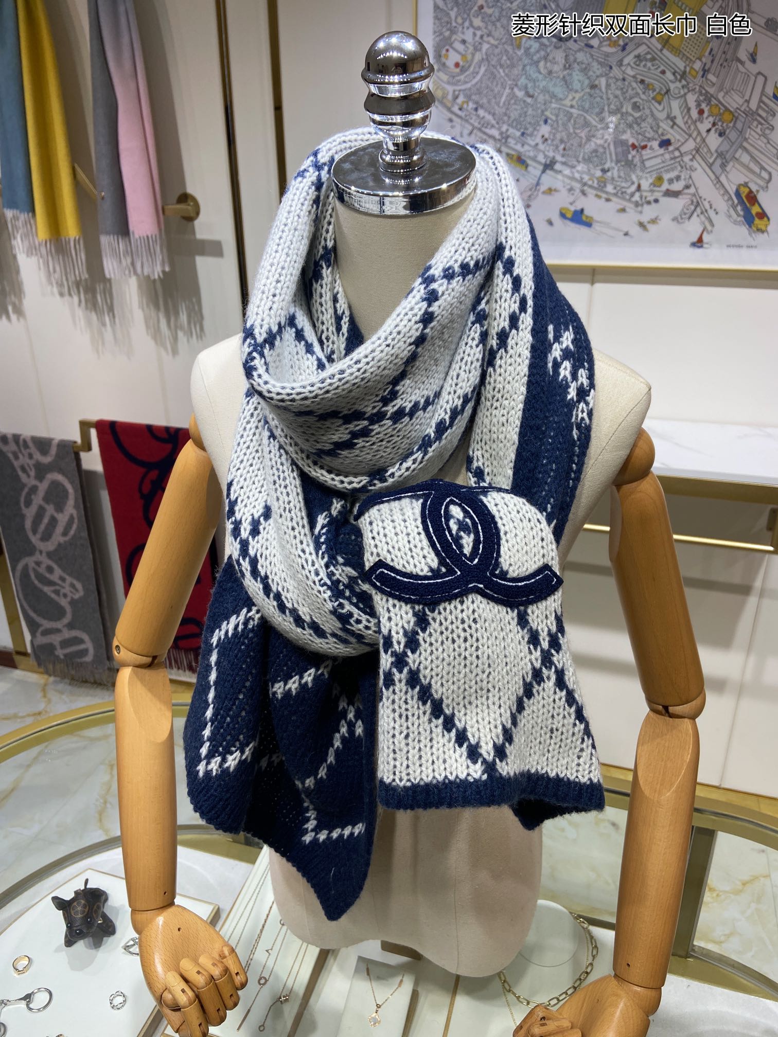 Chanel scarf 30X190cm 100%羊绒 E (11)