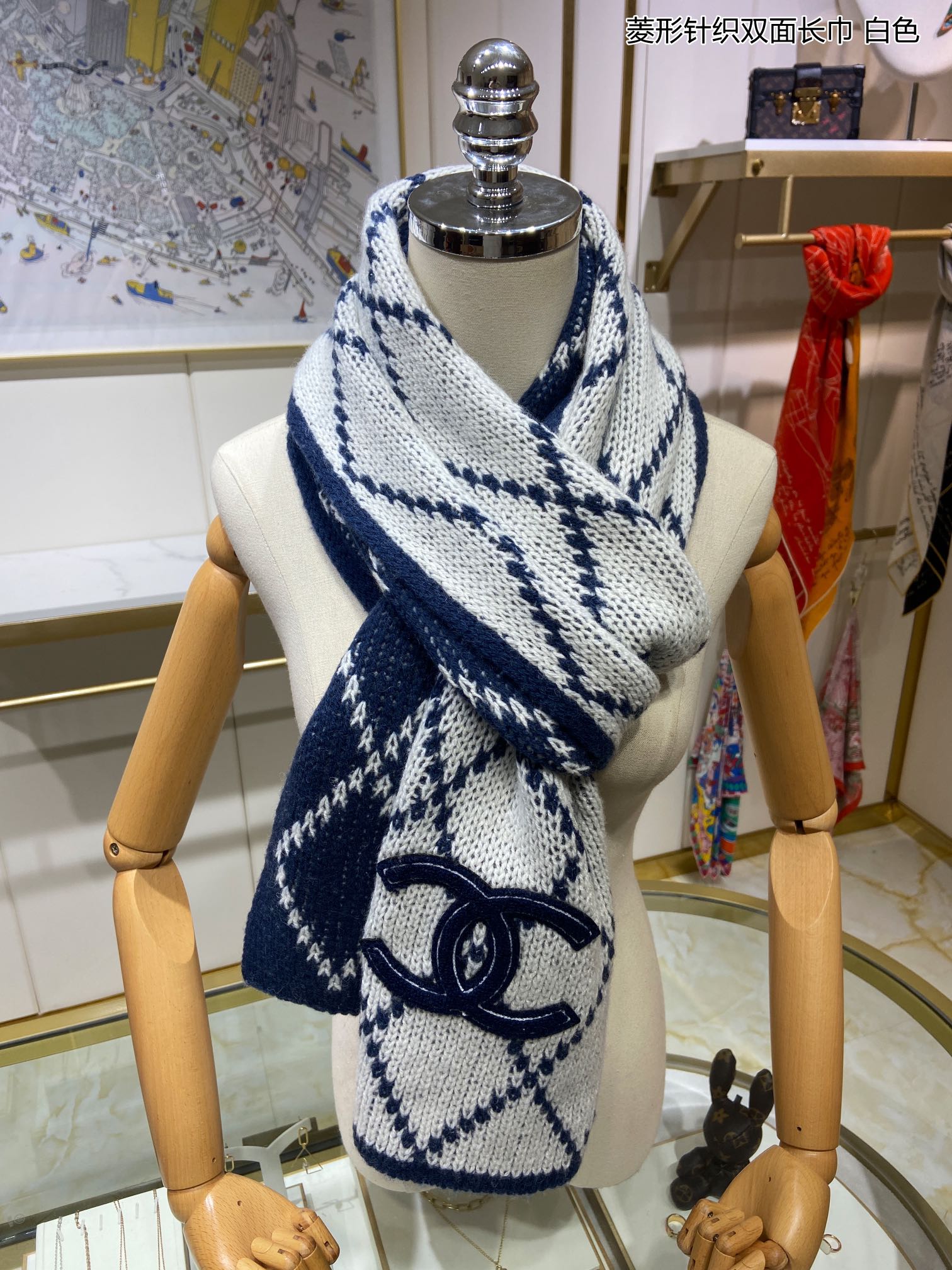 Chanel scarf 30X190cm 100%羊绒 E (12)