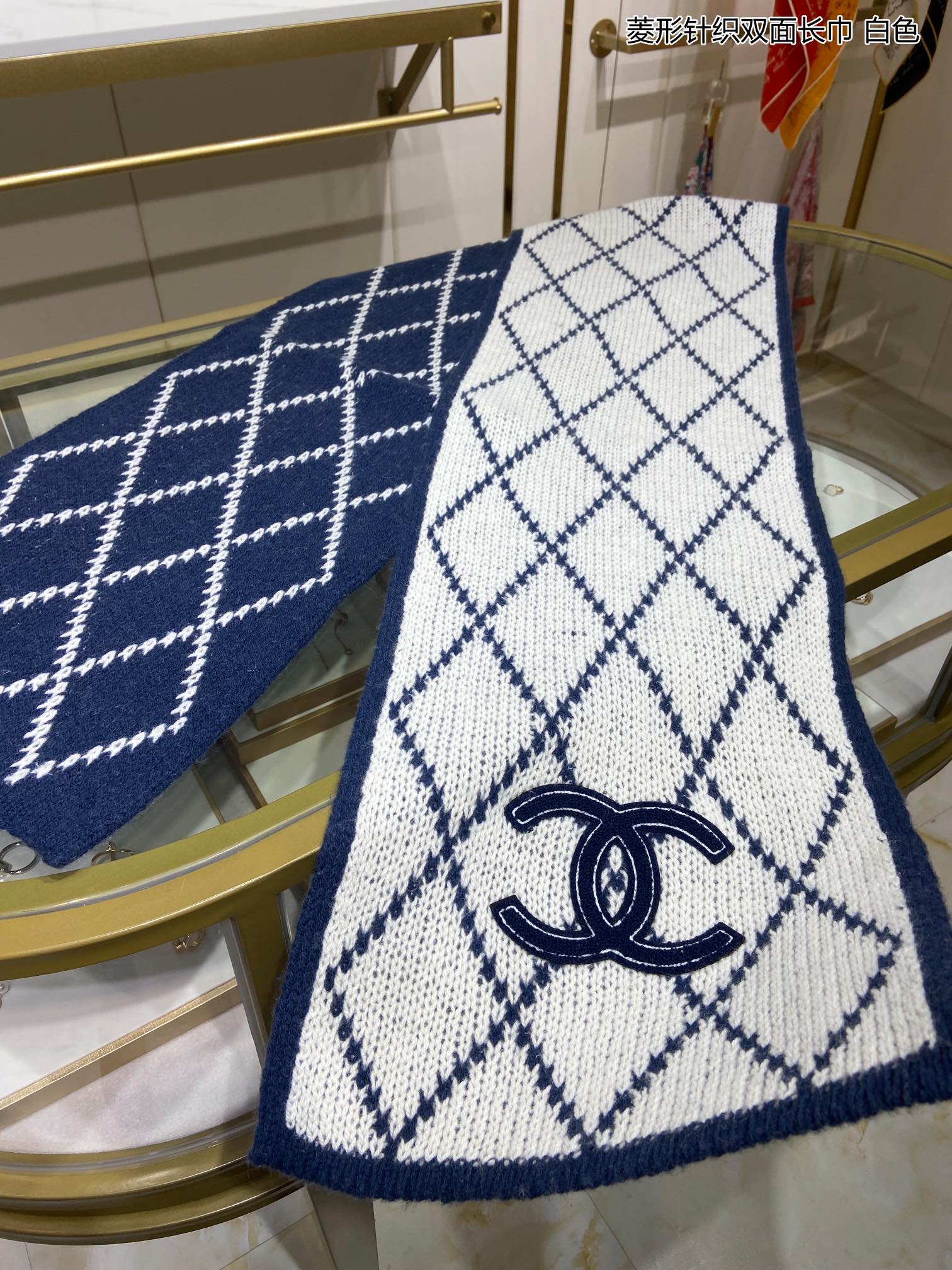 Chanel scarf 30X190cm 100%羊绒 E (13)