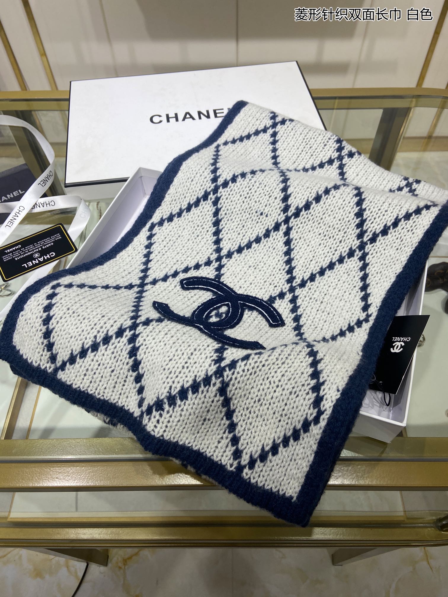 Chanel scarf 30X190cm 100%羊绒 E (14)