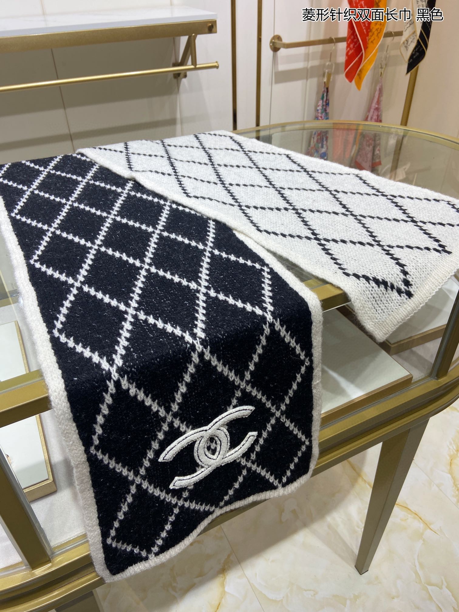 Chanel scarf 30X190cm 100%羊绒 E (2)