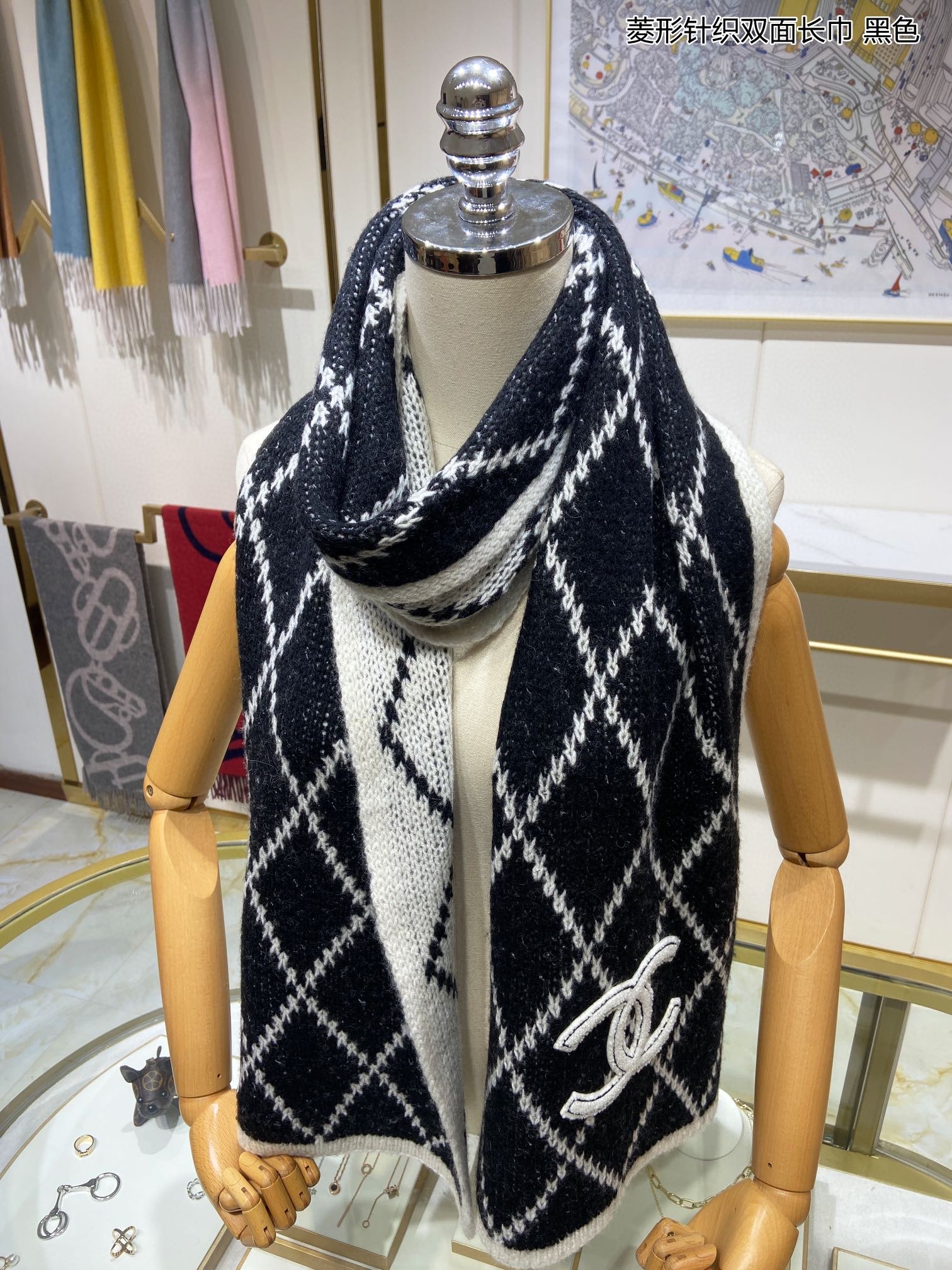 Chanel scarf 30X190cm 100%羊绒 E (3)
