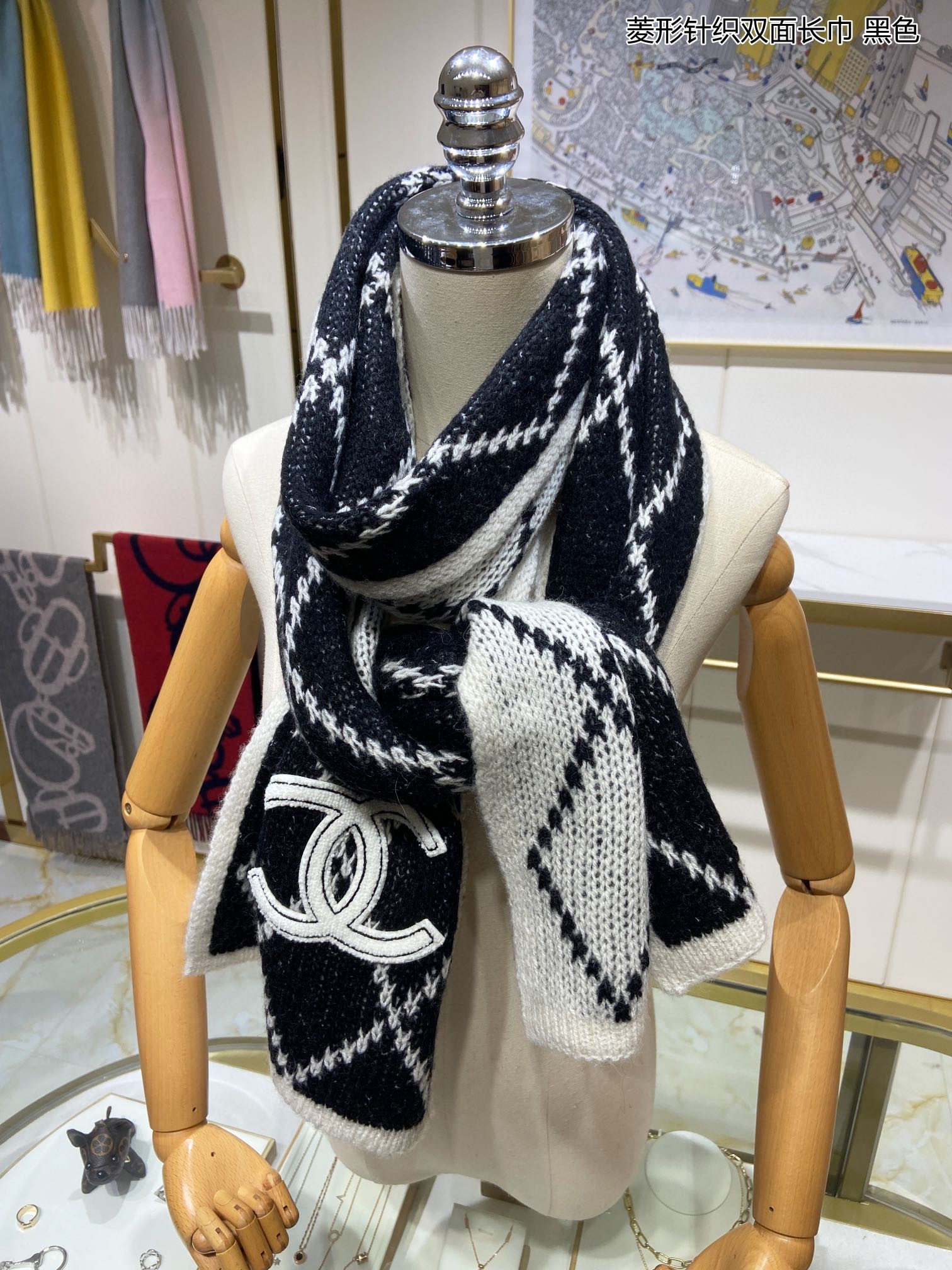 Chanel scarf 30X190cm 100%羊绒 E (4)