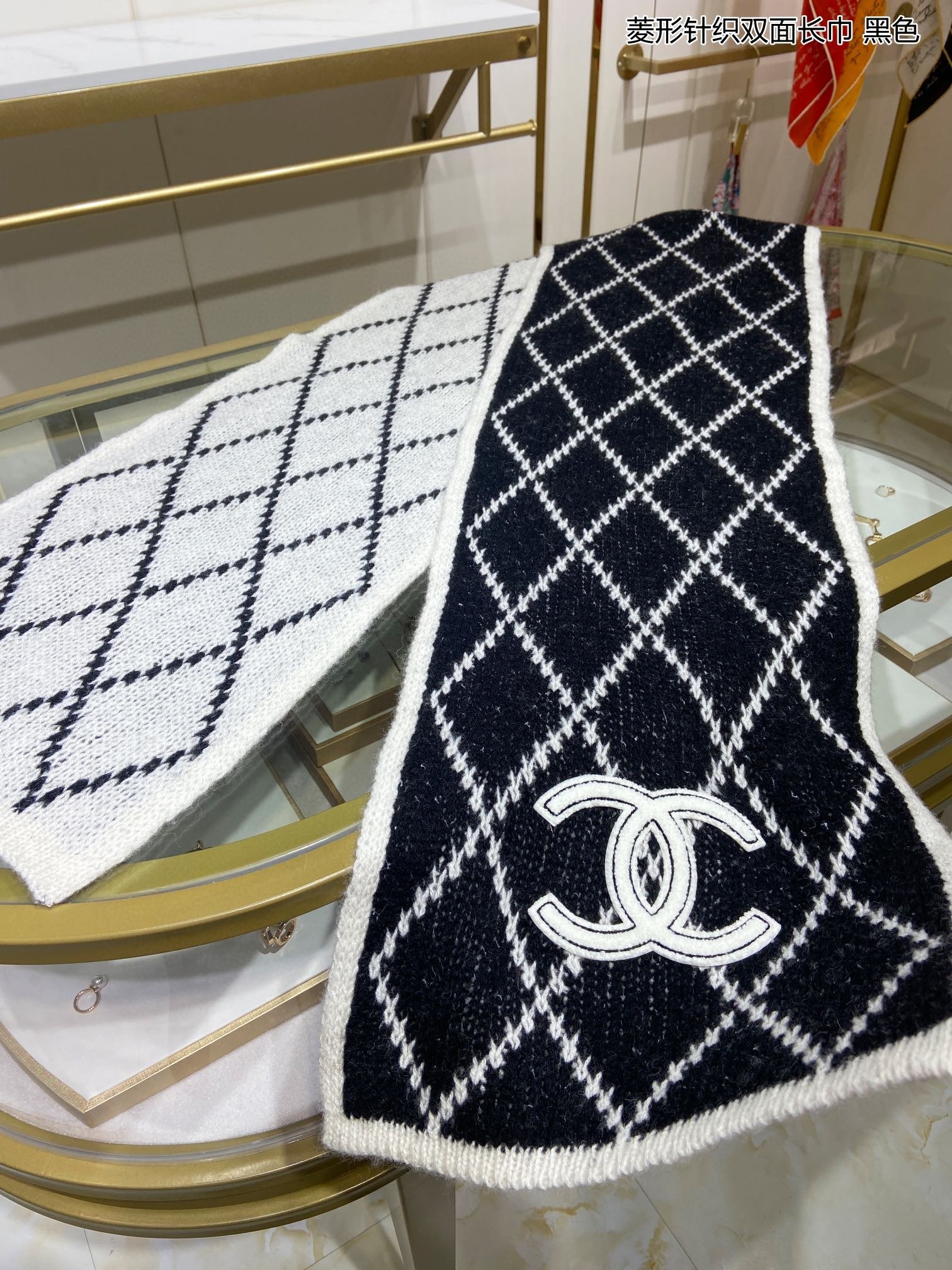 Chanel scarf 30X190cm 100%羊绒 E (6)