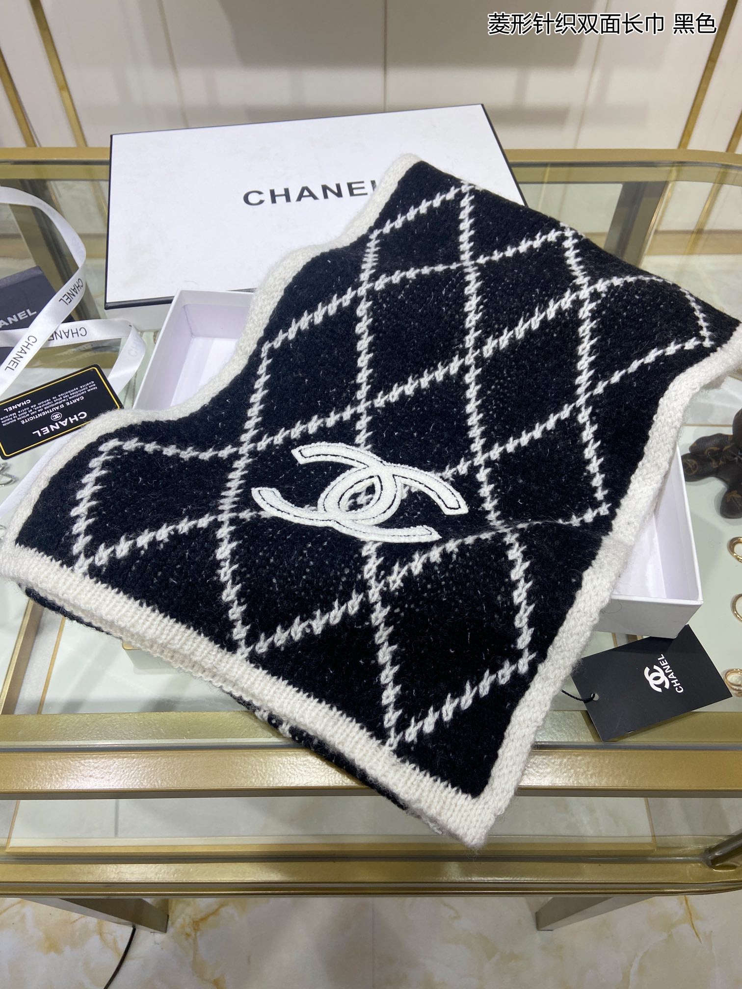Chanel scarf 30X190cm 100%羊绒 E (7)